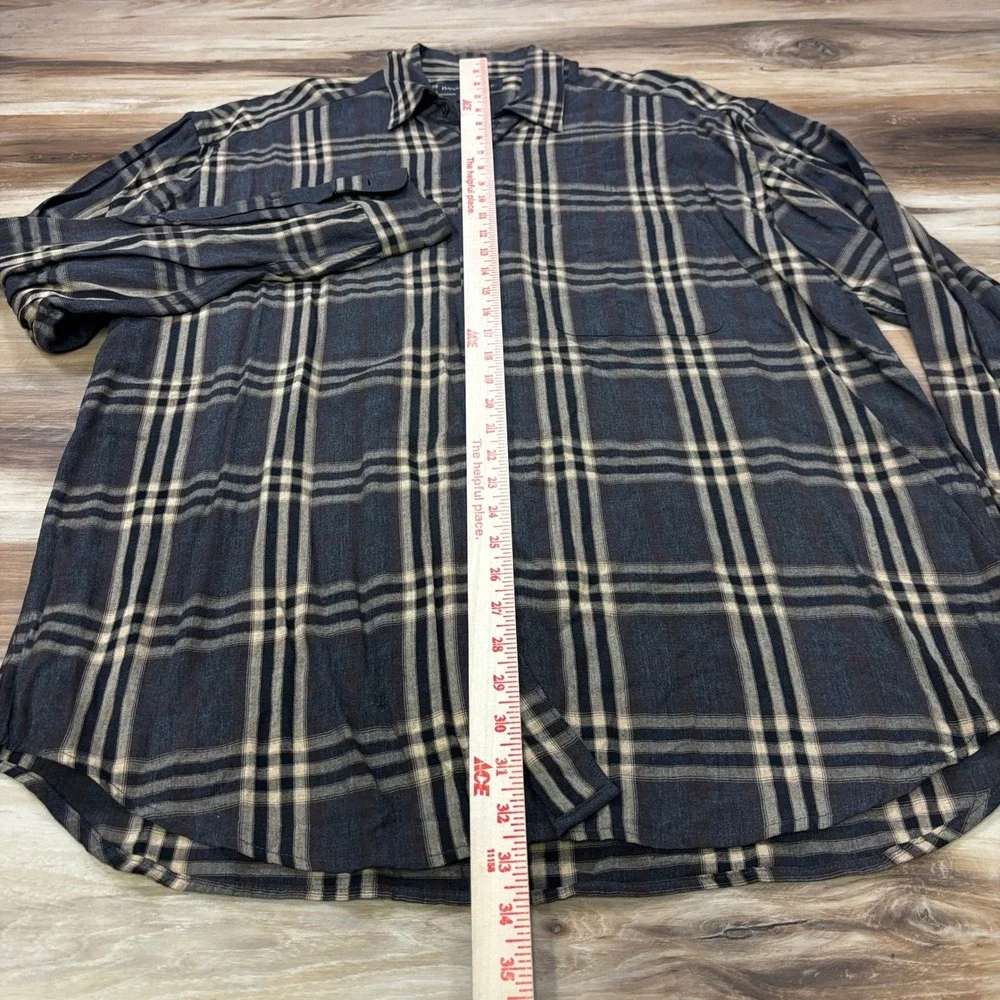 Vintage 90s Banana Republic Rayon Shirt Large Plaid Portugal Grunge Drapey